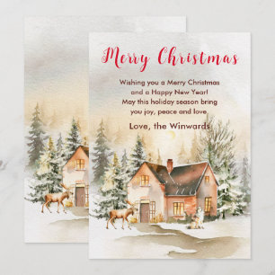 Winter Cottage Kersthuis Merry Christmas Feestdagenkaart