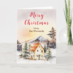 Winter Cottage Kerstvakantie Prettig Kerstfeest Feestdagen Kaart
