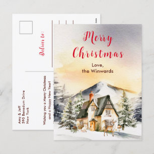 Winter Cottage Kerstvakantie Prettig Kerstfeest Feestdagenkaart