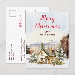 Winter Cottage Kerstvakantie Prettig Kerstfeest Feestdagenkaart