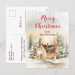 Winter Cottage Kerstvakantie Prettig Kerstfeest Feestdagenkaart