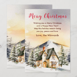 Winter Cottage Kerstvakantie Prettig Kerstfeest Feestdagenkaart
