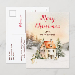 Winter Cottage Kerstvakantie Vrolijk Kerstfeest Feestdagenkaart