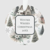 Winter Cottage Snowfall Pattern Ornament (voorkant)