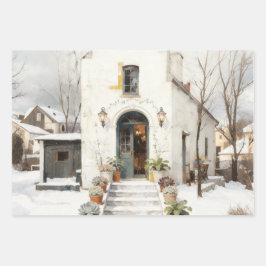 Winter Cottage Vetplant Inpakpapier Vel