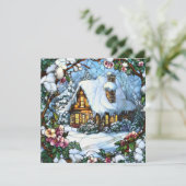 Winter Cottage Wenskaart Feestdagenkaart (Staand voorkant)