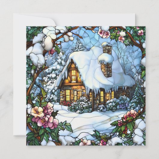 Winter Cottage Wenskaart Feestdagenkaart (Voorkant)