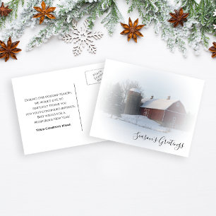 Winter Country Barn Business Seasons Greetings Briefkaart