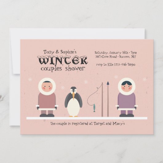 Winter Couples'Shower Invitation Kaart (Voorkant)