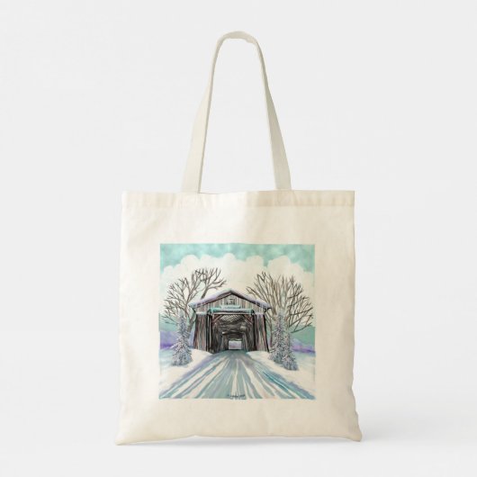 Winter Covered Bridge Canvas tas (Achterkant)