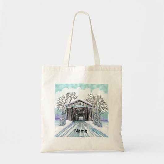 Winter Covered Bridge Canvas tas (Voorkant)