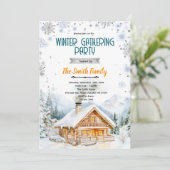 Winter cozy cabin party invitation (Debout devant)