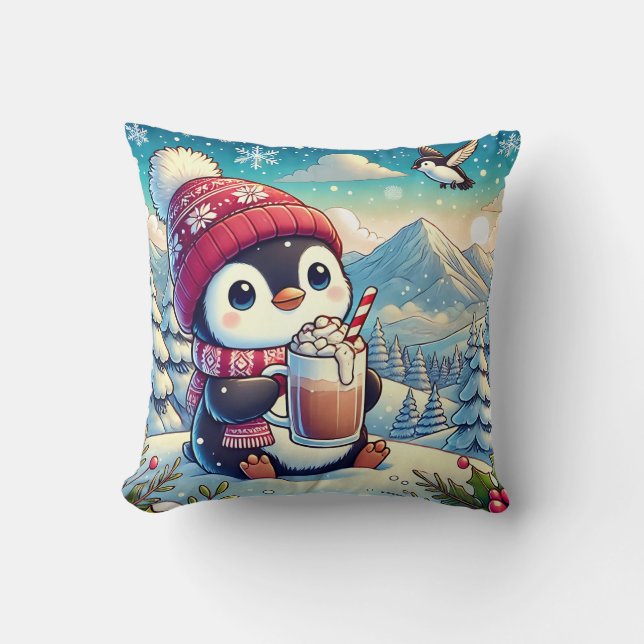 Winter Cozy Penguin Kussen (Voorkant)