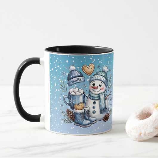 Winter Cozy Snowman Mok (Met donut)
