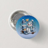 Winter Cozy Snowman Ronde Button 3,2 Cm (Voorkant /achterkant)