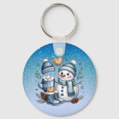Winter Cozy Snowman Sleutelhanger (Voorkant)