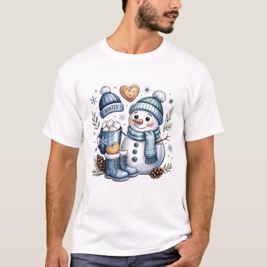 Winter Cozy Snowman  T-shirt (Voorkant)