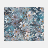 Winter Crystal Frost Sakura Blossom Fleece Deken (Voorkant (Horizontaal))
