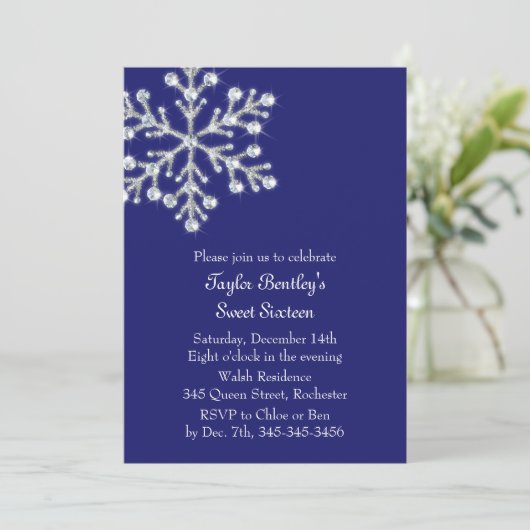 Winter Crystal Sweet 16e anniversaire Invitation i (Debout devant)