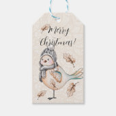 Winter Cute Sparrow Illustration Cadeaulabel (Voorkant)