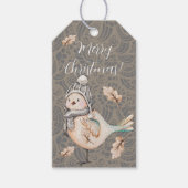 Winter Cute Sparrow Illustration Cadeaulabel (Voorkant)