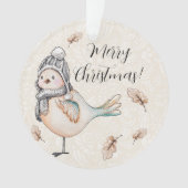 Winter Cute Sparrow Illustration Ornament (voorkant)