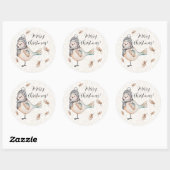 Winter Cute Sparrow Illustration Ronde Sticker (Vel)
