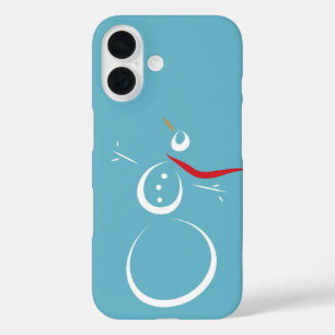 Winter Cyaan Schattige Sneeuwman iPhone 16 Hoesje
