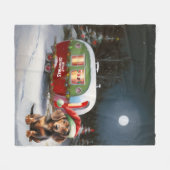 Winter Dachshund Caravan Kerstavontuur Fleece Deken (Voorkant (Horizontaal))