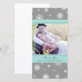 Winter Dank u bruiloft Fotokaart grijs blauw Bedankkaart (Voorkant / Achterkant)