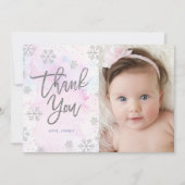 Winter Dank u voor uw verjaardag Silver Glitter Bedankkaart (Voorkant)