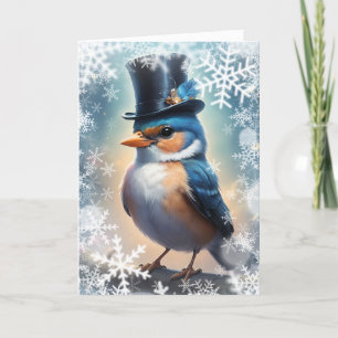 Winter Dapper Bird Feestdagen Kaart