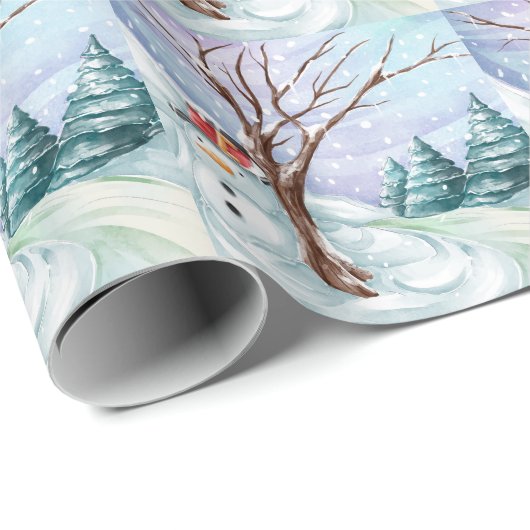 Winter Day Snowman Cadeaupapier (Rol Hoek)