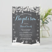 Winter Deer Boy Baptism Kaart (Staand voorkant)
