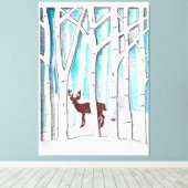 Winter Deer Canvas Afdruk (Insitu (Houten vloer))