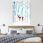 Winter Deer Canvas Afdruk (Insitu (Slaapkamer))