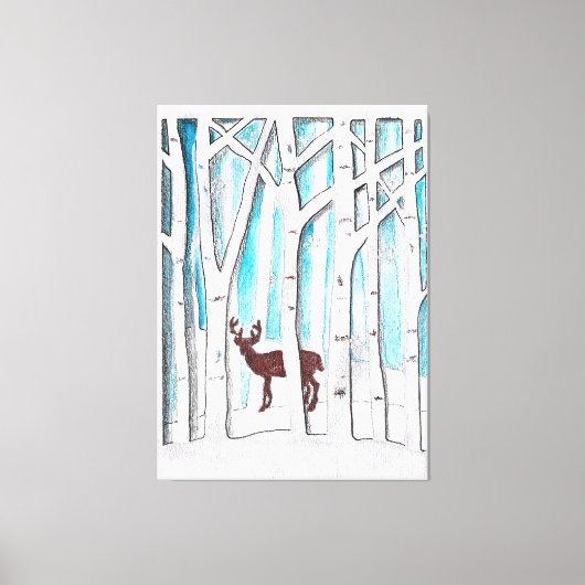 Winter Deer Canvas Afdruk (Voorkant)