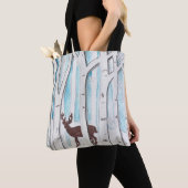 Winter Deer design op een Canvas tas (Dichtbij)