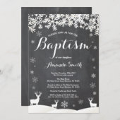 Winter Deer Doop uitnodiging (Voorkant / Achterkant)