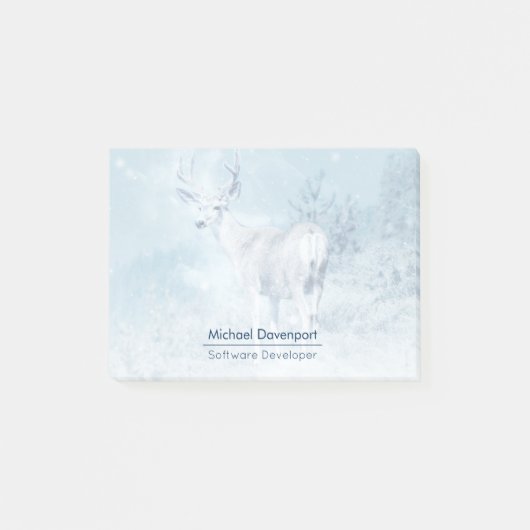 Winter Deer en Pine Trees gepersonaliseerd Post-it® Notes (Voorkant)