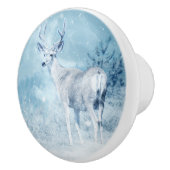 Winter Deer en Pine Trees Keramische Knop (Rechts)