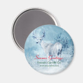 Winter Deer en Pine Trees Seasons Greetings Magneet (Voorkant / Achterkant)