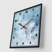 Winter Deer en Pine Trees Vierkante Klok (Hoek)