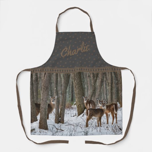 Winter Deer en Pinecones Schort (Voorkant)