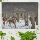 Winter Deer en Pinecones Theedoek (Gevouwen)