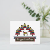 Winter Deer Forest Joyeuses vacances Carte postale (Debout devant)
