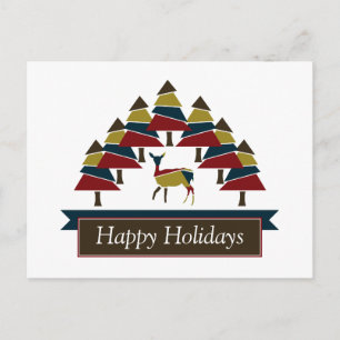 Winter Deer Forest Joyeuses vacances Carte postale