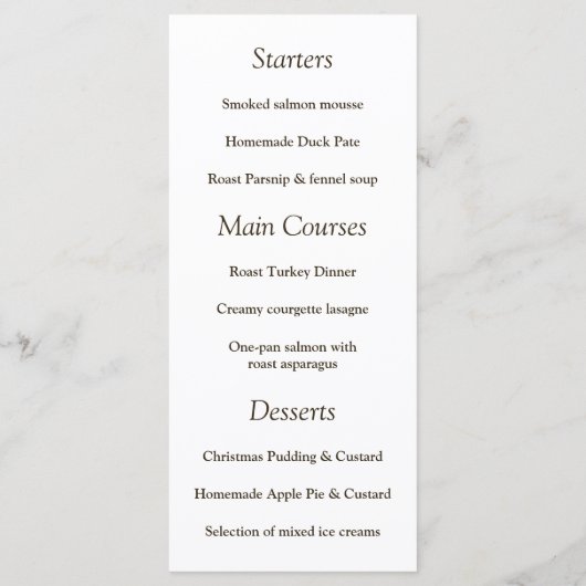 Winter Deer Forest-kerstmenu Menu (Achterkant)