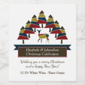 Winter Deer Forest Merry Kerstwijn Label Wijn Etiket (Enkel label)