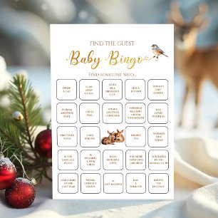 Winter Deer Forest Vind de gast Baby bingo spel Kaart